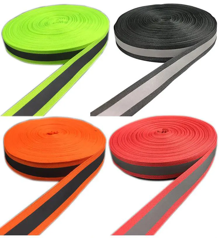 50 Meter, 2cm*1cm width ,Fluorescent Reflection Fabric Ribbon Webbing Tape Strip Edging Braid Trim Sew On Garment accessories