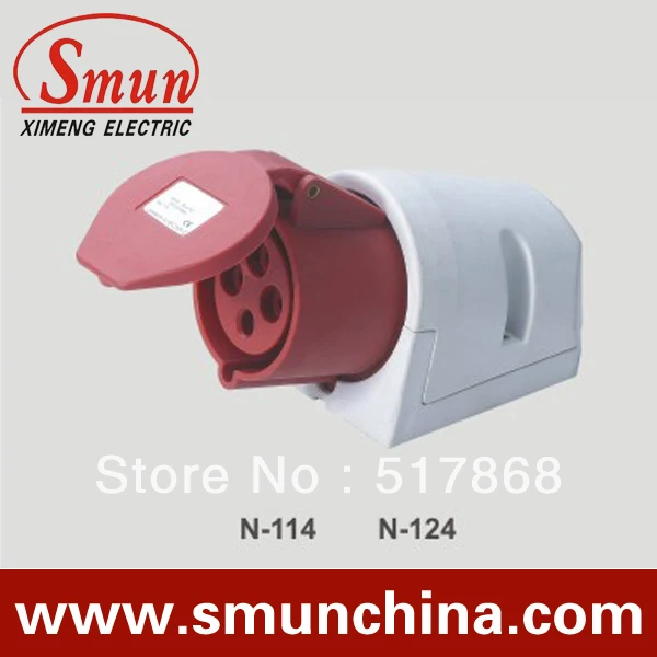 N-114 16A 380-415V 3P+E 4pin Industrial Wall Socket with CE ROHS 1 Year Warranty IP44 Degree PA66