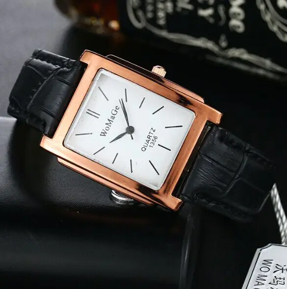 Fashion Women Womage Classic Square Shape Figure Pu Watchband Wristwatch Quartz Watch Watches Relogio Feminino Montre Femme Hv5n