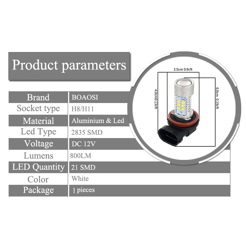 1x 매우 밝은 H8 H11 LED 안개 전구 램프 오류 없음 BMW E63 E64 E90 E91 E92 E93 328i 328xi X5 E53 E70 E46 325i