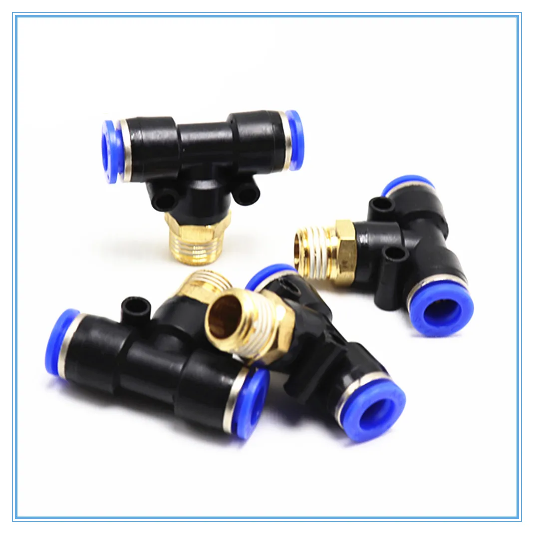 Air Connector Fitting T Shape Tee 12mm-4mm Hose Pipe to 1/8