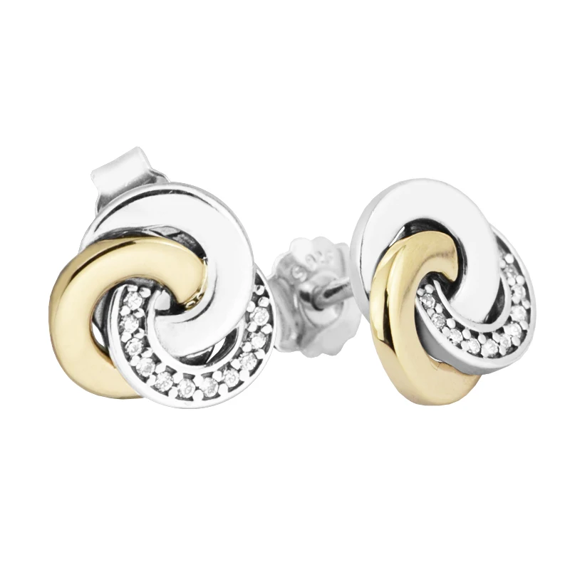 

Interlinked Circles Stud Earrings with 14K Real Gold 100% 925 Sterling-Silver-Jewelry Free Shipping