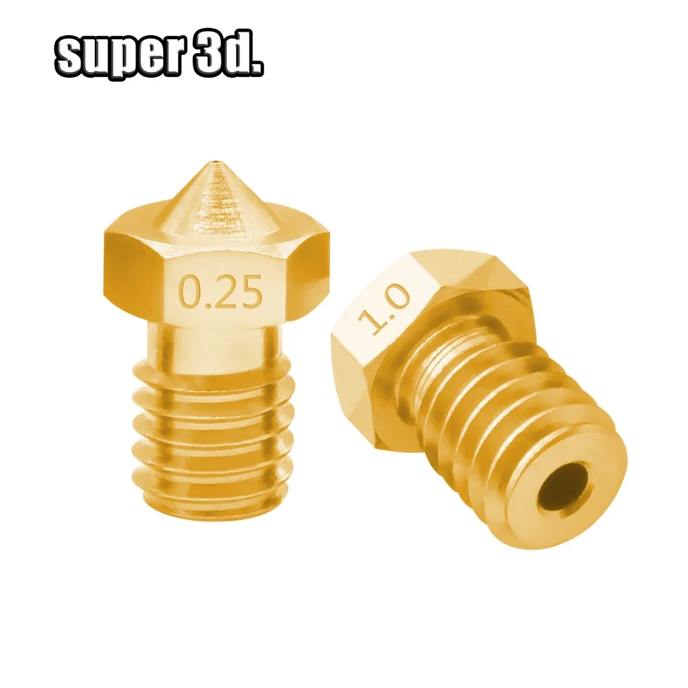 5Pcs V5 V6 Brass Nozzle M6 Thread 0.2/0.25/0.3/0.4/0.5/0.6/0.8/1.0mm E3D V6 Nozzle For 3.00mm Filament 3D Printer Accessories