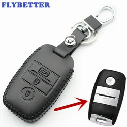 FLYBETTER Genuine Leather Smart Key Case Cover For Kia KX3/KX5/K3S/RIO/Ceed/Cerato/Optima/K5/Sportage/Sorento Car Styling  L72