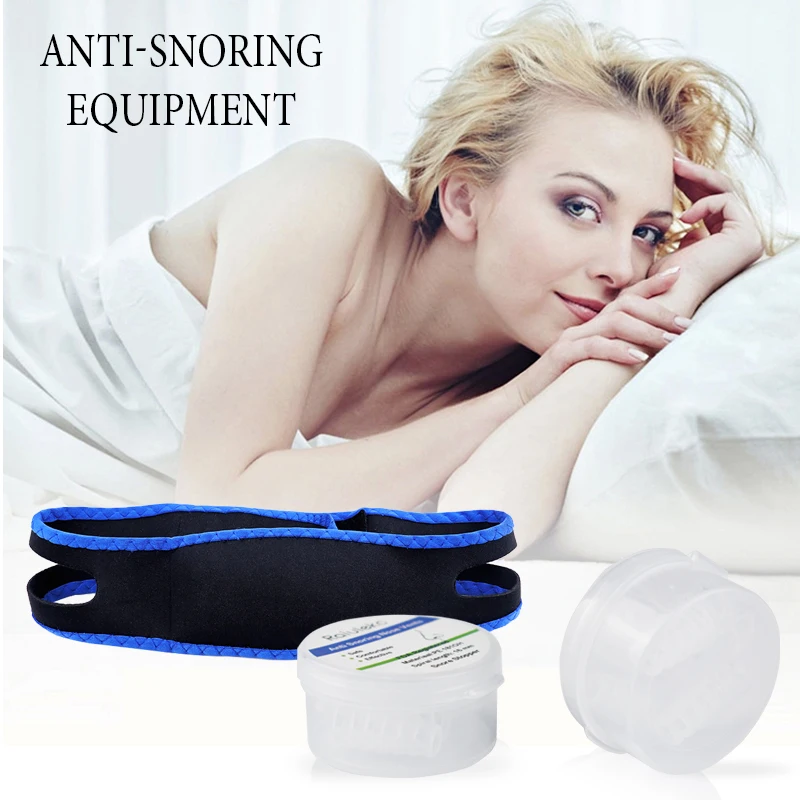 Anti-Snoring Set CPAP Anti Snore Stretchable Chin Strap Sleep Aid Chin Belt + Stop Snoring Nasal Dilators Nose Clip Healthy Care