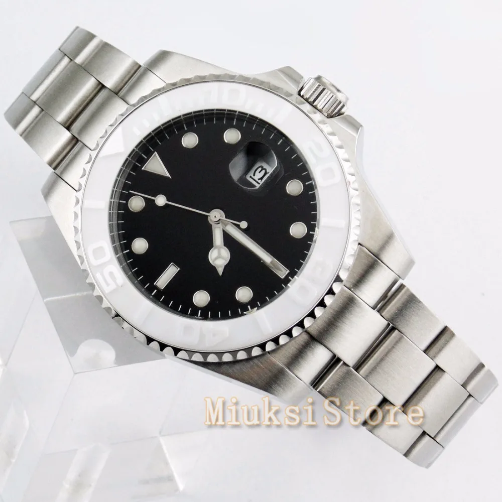 43mm mens watch black dial sapphire glass uni-directional bezel  Automatic automatic  watch