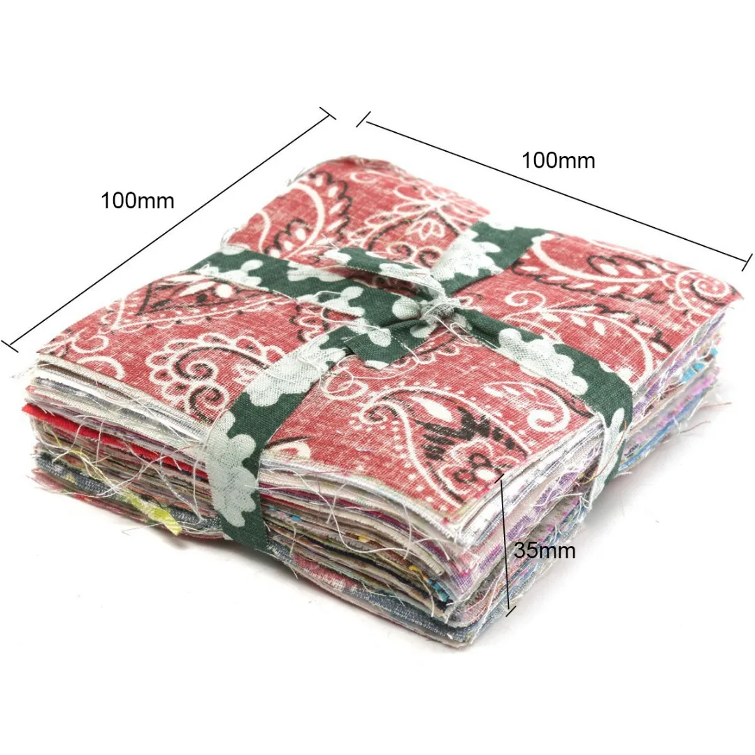 JX-LCLYL 100pcs New 10*10cm DIY Craft Sewing Square Floral Cotton Fabric Patchwork Cloth