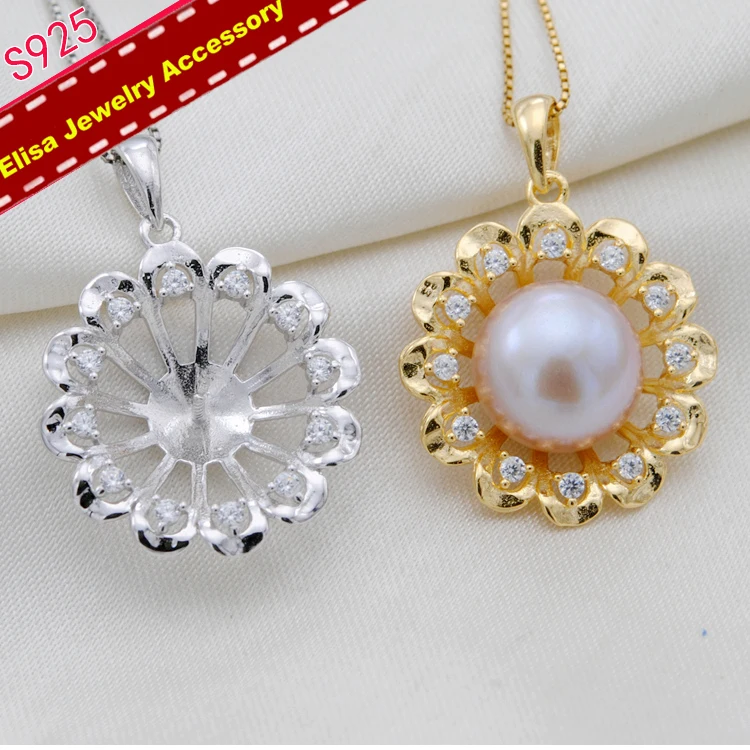 

Pendant Accessory S925 Sterling Silver Pendant Holder Women DIY Pendant Components Silver&Gold Color 3Pcs/Lot