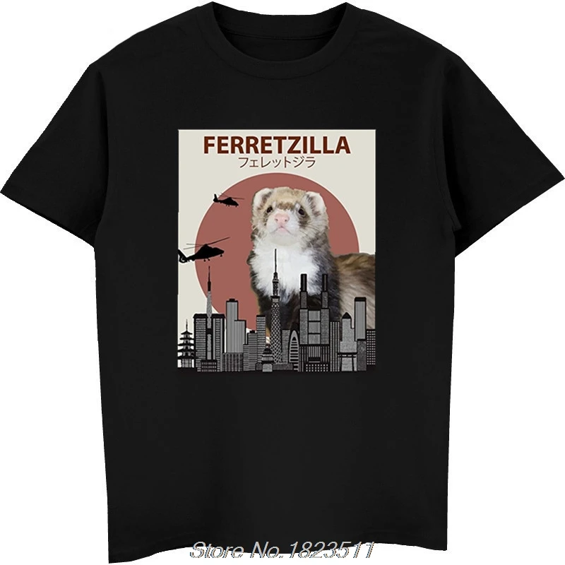 Hot Sale Fashion Ferretzilla Funny Ferret T-Shirt | Gift For Ferret Lovers Tshirt Funny Men Tees Tops Harajuku Streetwear