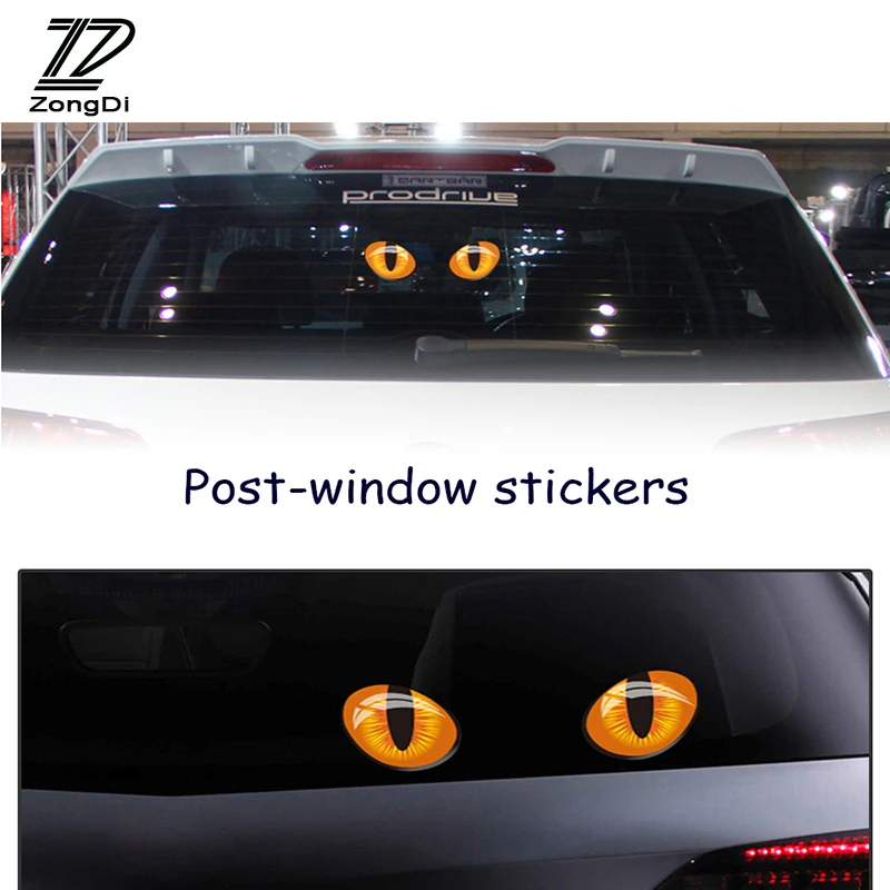 ZD 3D Cat Eye Rear View Mirror Rear Window Cat Stickers for Abarth Fiat 500 BMW E60 E36 E34 Mercedes Benz W204 Volvo XC90 V70