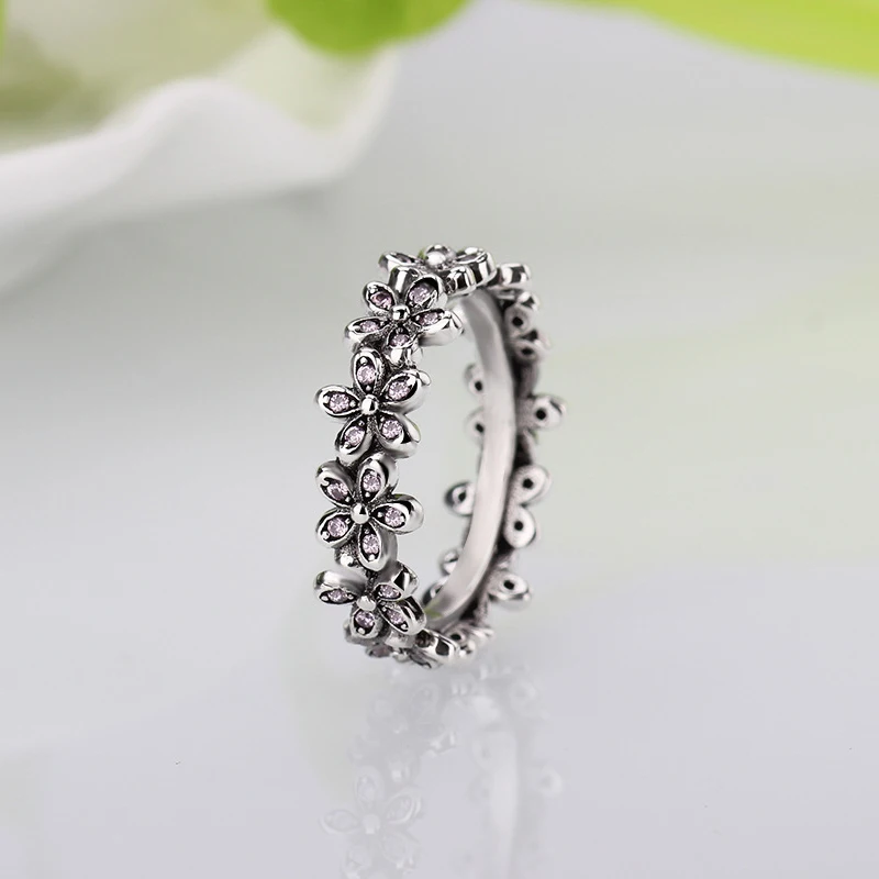 Cuteeco New Arrival Dazzling Daisy Genuine compatible Silver Color Ring Fit Brand  jewelry Women Wedding Accessories