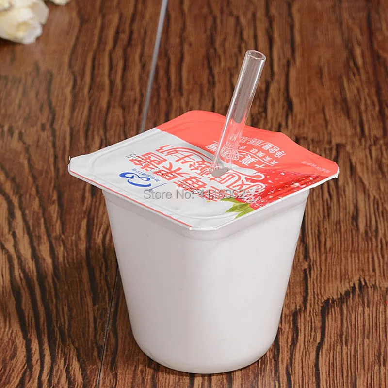 300pcs Baby Sefety Glass Straw 9.5cm Yogurt Box Short Pipette Reusable Party Drinking Straw (Prick Packaging )