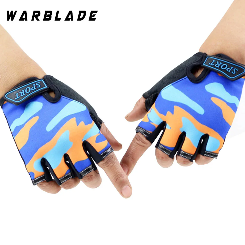 WarBLade Cute Children Gloves Outdoor Sports Luvas For 4-12 Years Luvas Boys Girls Half Finger Sky Pattern Fingerless Mittens