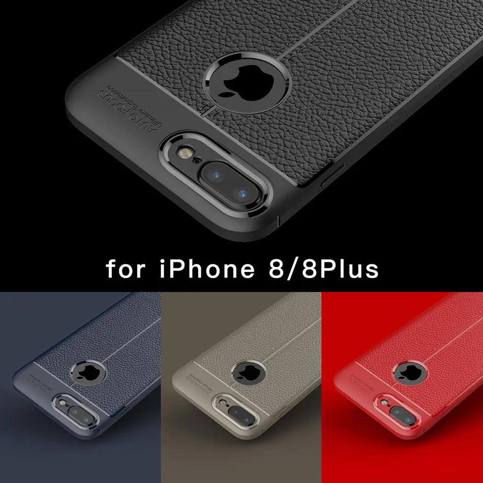 KOLPLER soft  Cases for iphone 8 Plus case cover silicone black cover for iphone se 8 8Plus case luxury Litchi Leather phone bag