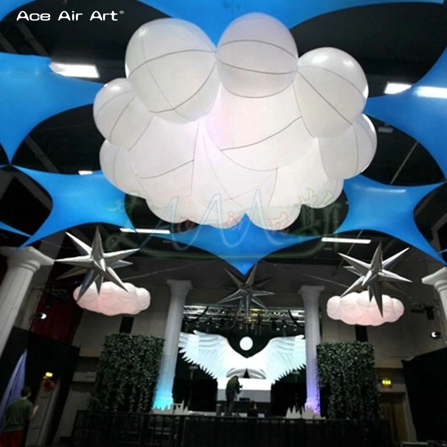 

Customized Vocal Concert Decoration Inflatable Cloud Model Mass Chandelier with Glare and Illuminated Lights