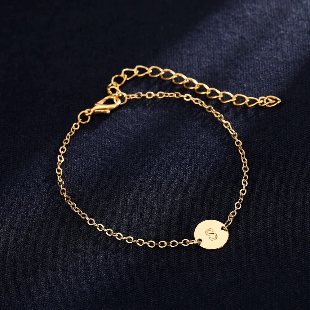 KINFOLK Gold Color Letter Bracelet & Bangle For Women Adjustable Name Bracelets Jewelry Female Gift Pulseras Mujer Jewelr