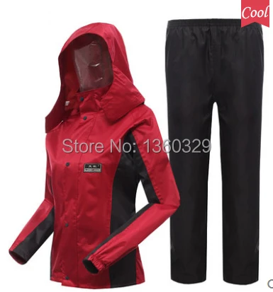 

Hooded Raincoat Women Ladies Rain Jacket Hiking Pants impermeable mujer chubasquero Girls burbe rry capa para chuva FreeShipping