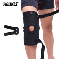 1PCS AOLIKES Professional Sports Safety Knee Support Brace Patella Knee Pads Hole Sports with Metal Plate Black