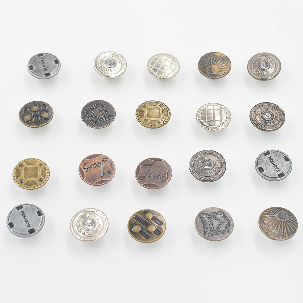 50 Sets Jeans Rivet Metal Buckle 17 MM Buttons Clothing Accessories Mixed Styles Colors