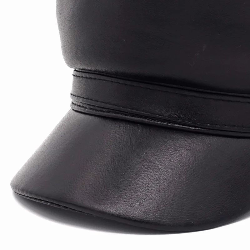 Adult Leather Sheepskin Cap Men's  Autumn and Winter Warm Cap Men Students Fashion Cap New Year Gift B-7146