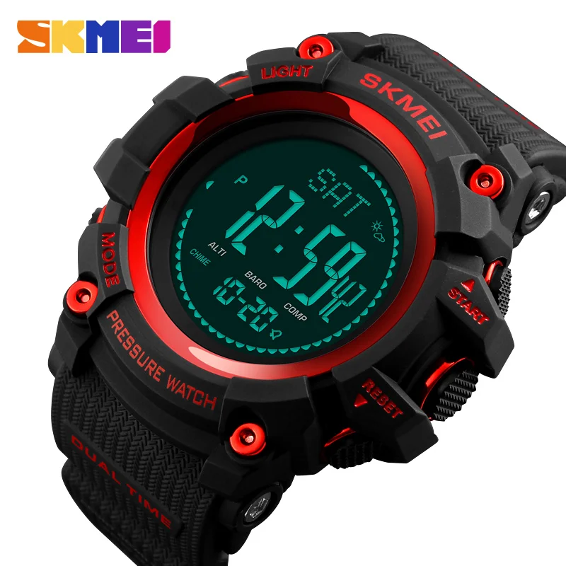 

SKMEI Men Digital Watch Compass Thermometer Weather Pressure Altimeter Countdown Sport Watch Fashion Electronic Men's Watch