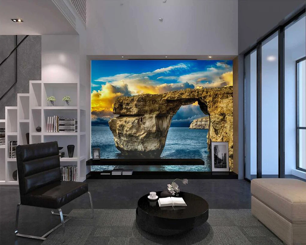 

Decorative wallpaper Huge rock arched fire cloud background wall painting