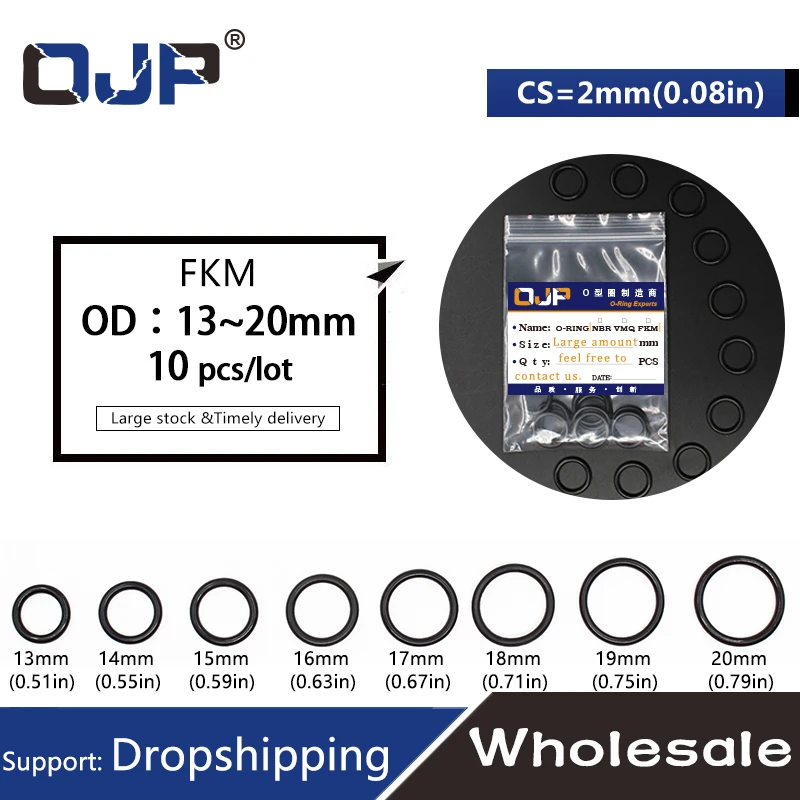 Thickness CS2/2.8/5mm Black FKM O-ring FPM fluorine rubber sealing gasket rubber washer ring wholesale in specifications