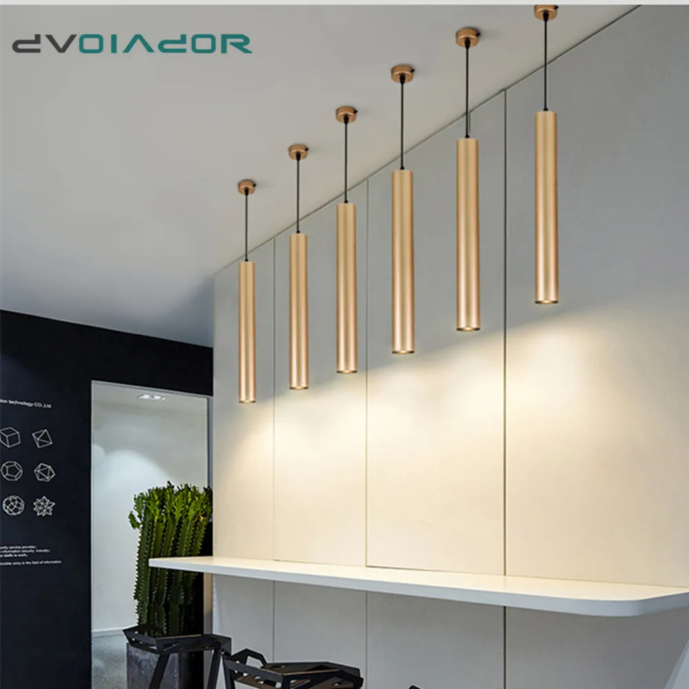 Modern Pendant light Long Tube light Kitchen Island Dining Room lights fixtures Cylinder Pipe Hanging lights for home decor