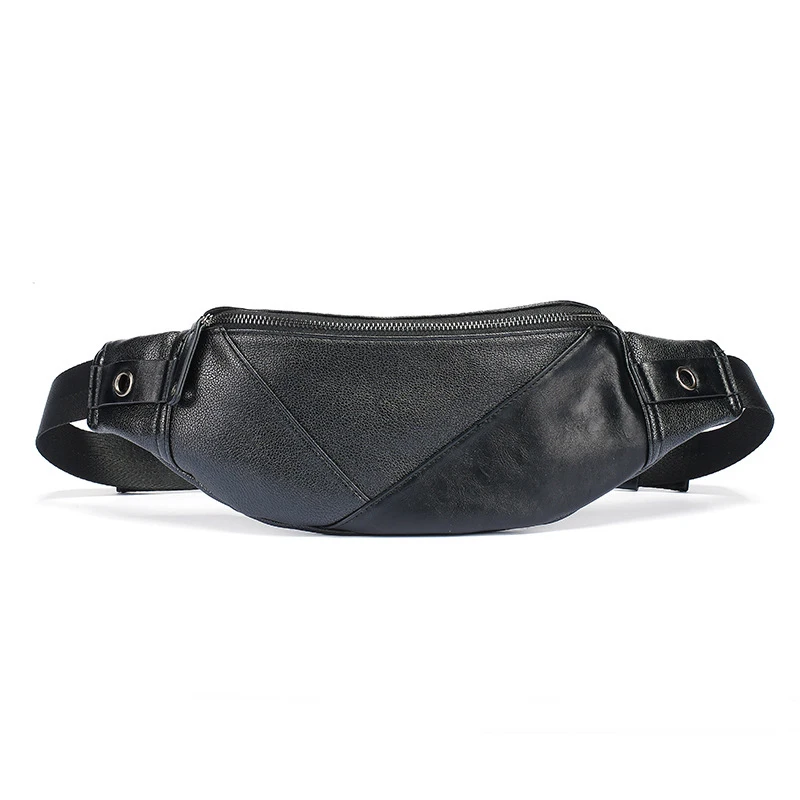 

Waist Bag For Men High-quality Waterproof PU Crossbody Shoulder Bags Fashion Unisex Black Fanny Pack Casual Travel Boy Chest Bag