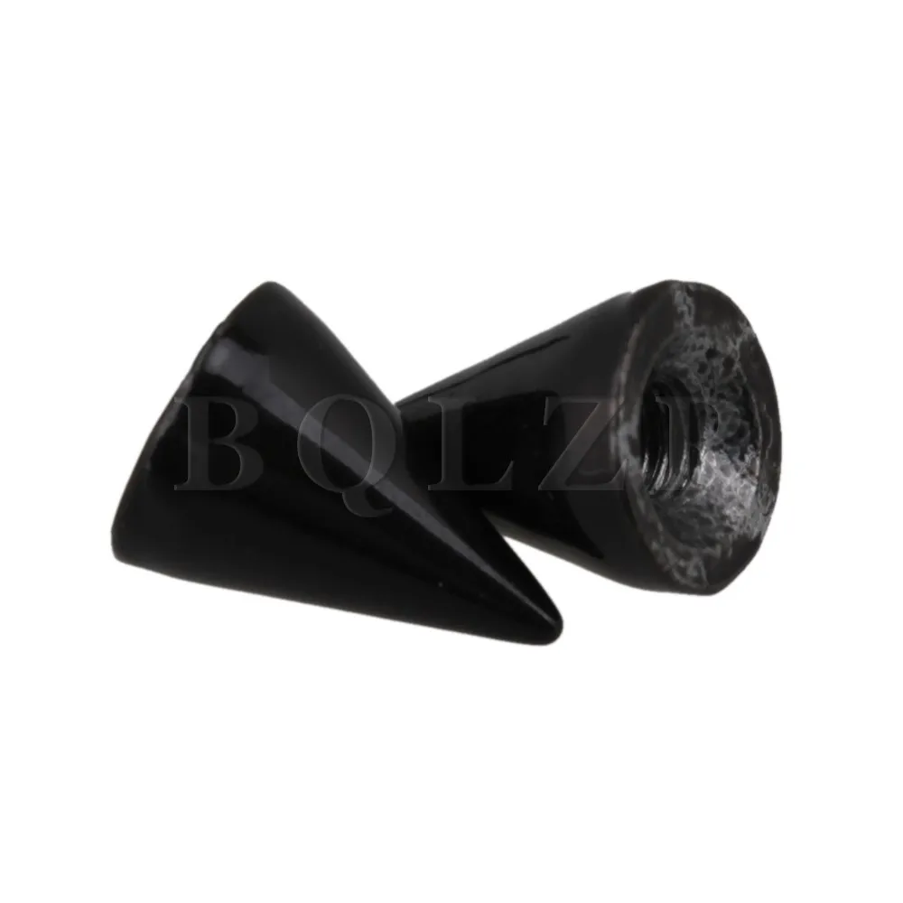 BQLZR 50 Pieces Black Flatback Punk Spike Stud Rivet 7x10mm for Leather Craft