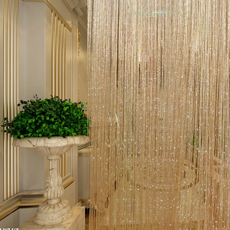 Free Shipping 3MTR X 3 MTR Thick encrypt Glitter String Curtain Panels Fly Screen & Room Divider  Net Curtains