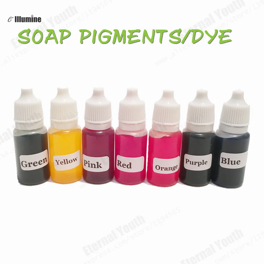 

7Colors Handmade Soap Dye Pigments Liquid Colorant Manual Soap Base Colour Pink Red Orange Yellow Green Blue Purple 70g Intotal