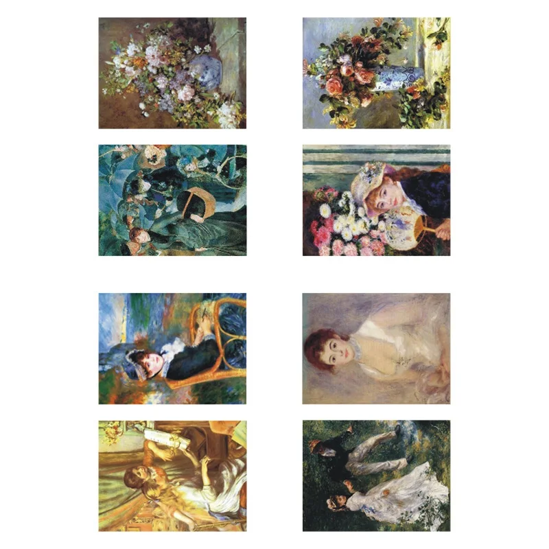 Pintura al óleo famosa de Pierre Auguste Renoir, pegatinas sin cortar para diario, decoración artística, álbum de recortes, 1 unidad