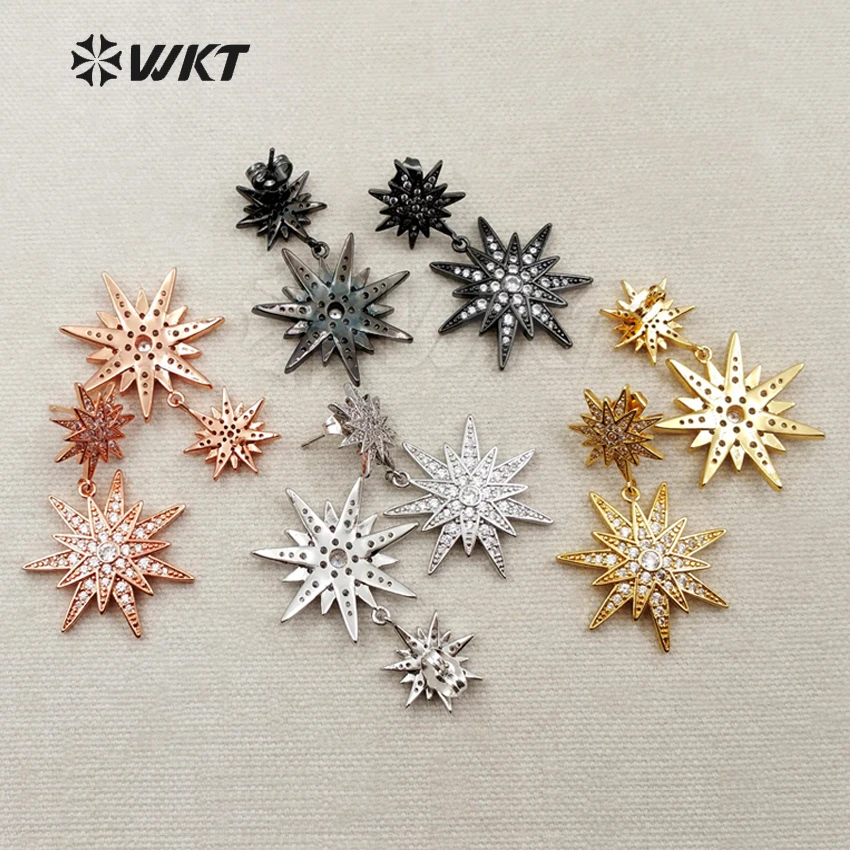 ME030 WKT Sparkly Charming Special Geometic Shape Double Side Drop Earring For Women Party Decoration Pretty Drop Earring