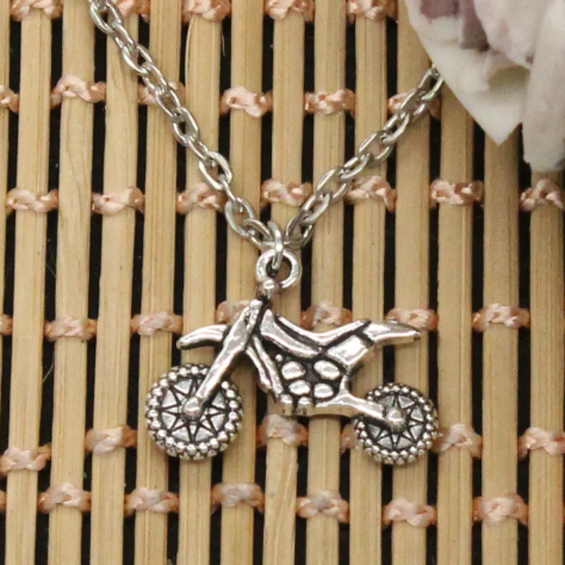 New Fashion Motorcycle Motorcross Pendants Round Cross Chain Short Long Mens Womens DIY Silver Color Necklace Jewelry Gift