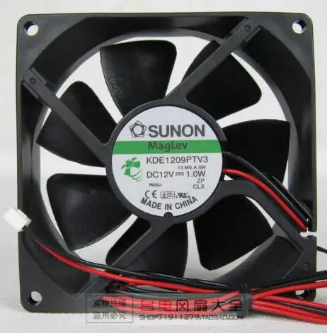 

New SUNON 90*90*25 9CM 12V 1W KDE1209PTV3 2 line magnetic levitation silent cooling fan