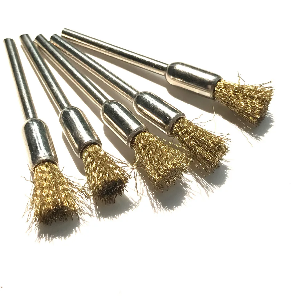 Free Shipping Of 5pcs/set 3*6mm Brass Wire Brush For Brushing Derusting Polishing Wheel Grinding Head Flat Steel Wire