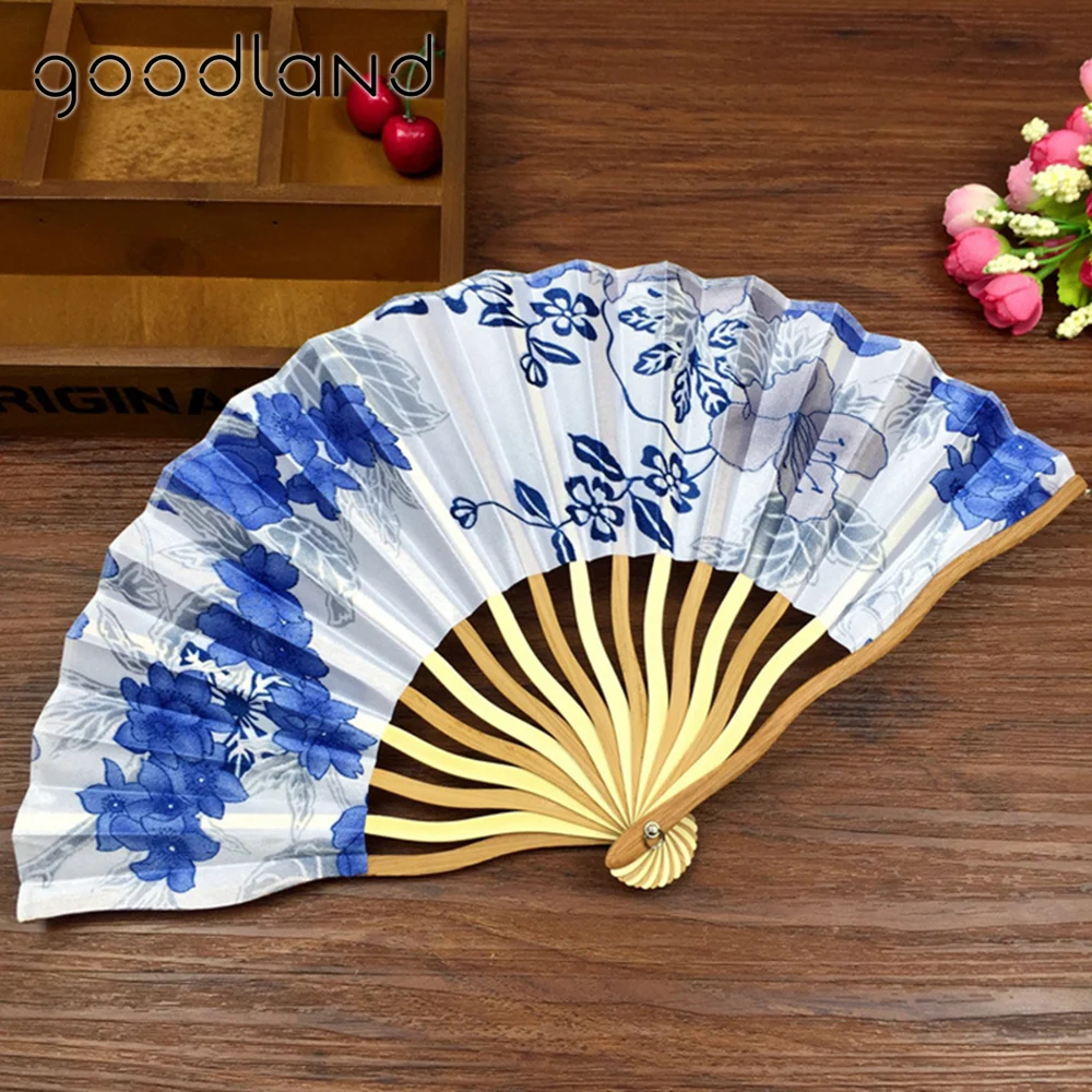 Free Shipping 10pcs Chinese Cherry Blossom Cloth Fabric Folding Hand Fan with Gift bag Wedding Gifts for Guests Christmas Decor