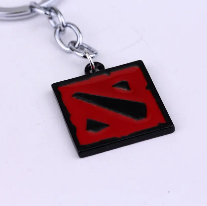 dongsheng Dota 2 Keychain Online Game Dota2 Classical Logo Square Shape Pendant Keyring 2 Colors Gift Keyring Keychains jewelry