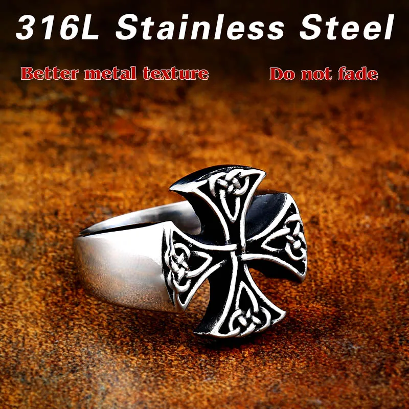 BEIER Fashion Vintage Norse Viking design Cross Ring Nordic 316l steel man finger jewelry for man new arrival dropship BR8-620