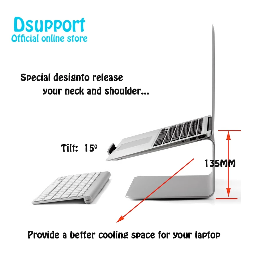 Регулируемая подставка для ноутбука из алюминиевого сплава с вращением на 360 градусов, угол 15 градусов для домашнего/офисного ноутбука 11-17 дюймов AP-2