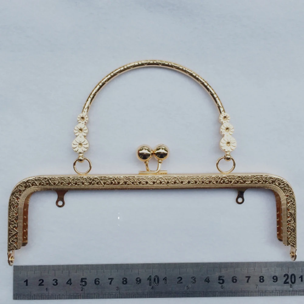 20.5cm golden color women diy hand bag making metal clasp knurling purse frame 3pcs/lot