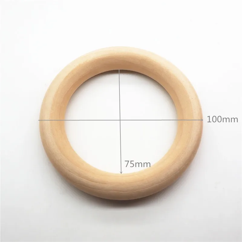 Chenkai 10pcs 10cm 4'' Nature Wood Baby Pacifier Dummy Teether Ring DIY Unfinished Infant Teethering Grasp Toy 4 inch