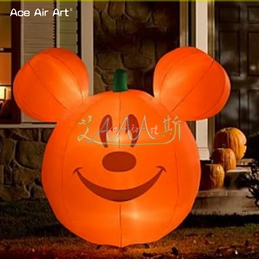 

Portable Led Halloween Cartoon Character Decoration Inflatable Animal Head Shape Pumpkin Scary Smile in the Dark for Sale