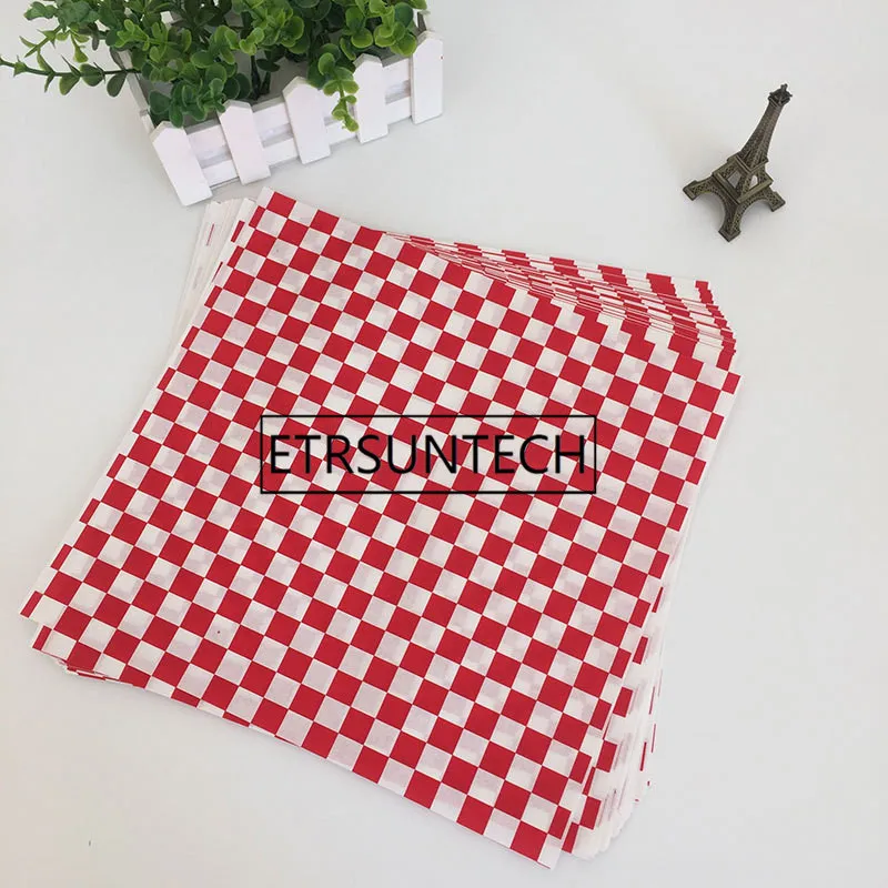 

1000pcs Greaseproof Checkered Wax Paper Baking Oil Paper Sandwich Packaging Food Wrappers Printed Wax Paper