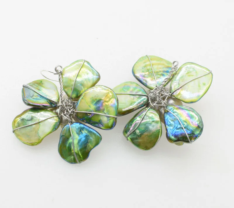 WOW! green shell flowers necklace nature 48cm nature FPPJ wholesale