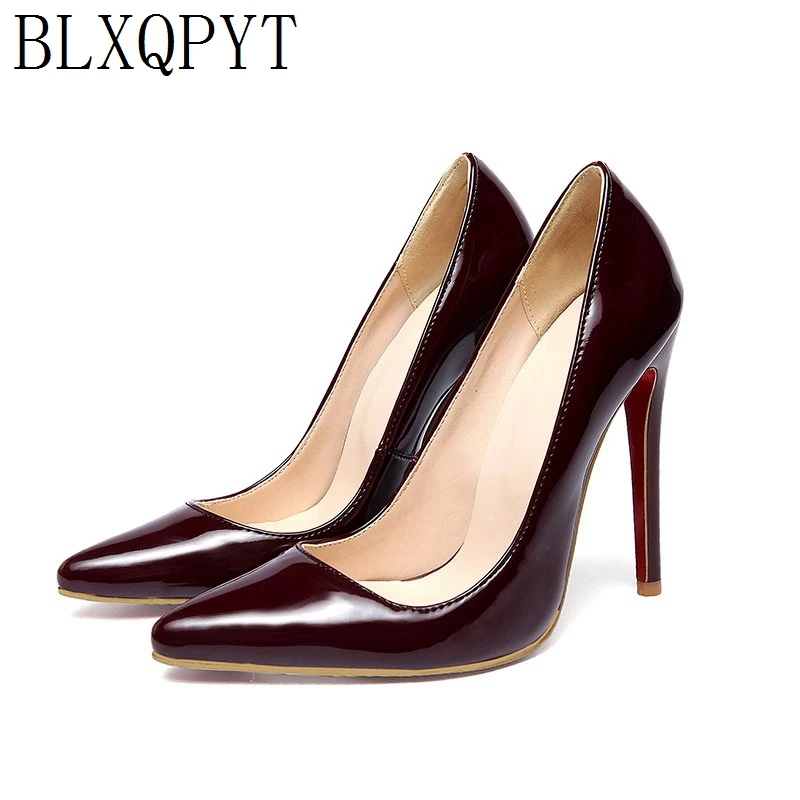 BLXQPYT Super Size 34-52 Patent Leather Pumps Fashion Office Women Sexy High Heels(12cm) Women\'s Wedding Shoes woman Party 115