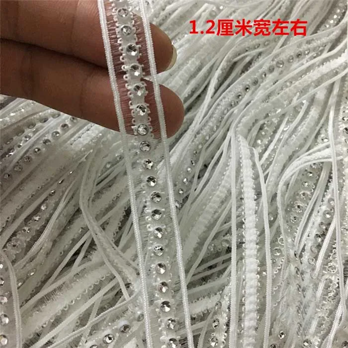 10Yds/lot 1.2cm wide Vintage Style Lace Silver Pearl Ribbon Trim Sewing craft Wedding Decoration Lace Trims A1354