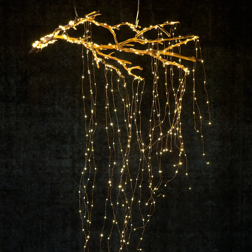 600 LEDs Vines Lights Copper Wire Waterfall led fairy string Lights Christmas Wedding Party Holiday Tree Decoration