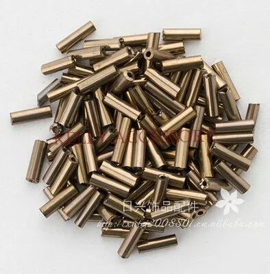 

2*6MM 200G Charm Copper Plated Glass Bugle Tube Seed Loose Spacer Beads Glass Jewelry Making Beads For Bracelet/Necklace DIY